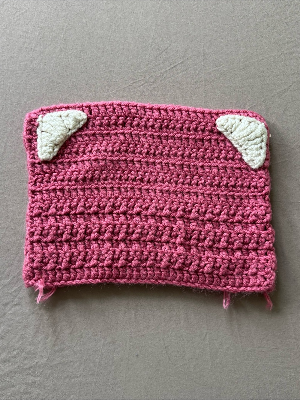 Pink Hand Crochet Cat Ear Beanie